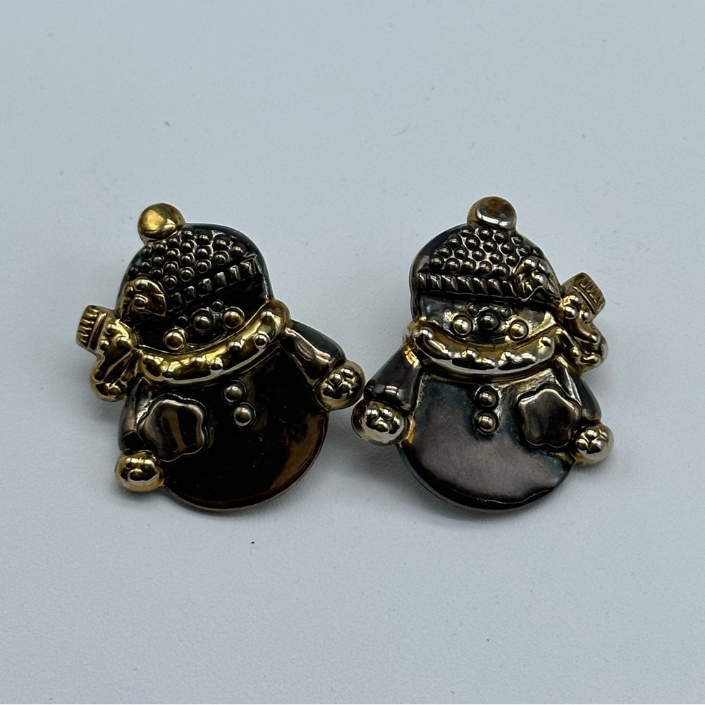 Womens Vintage Best brand multi metal color snowman‎ holiday Christmas earrings